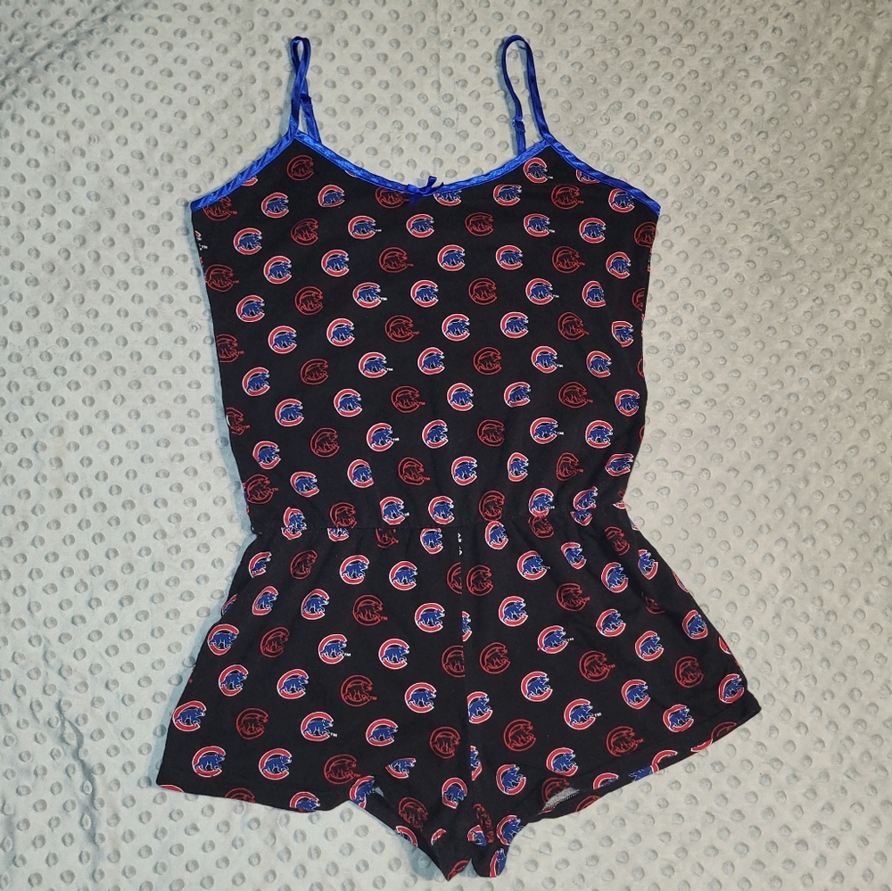 Chicago Cubs Romper Pajamas one piece pjs cami shorts L MLB